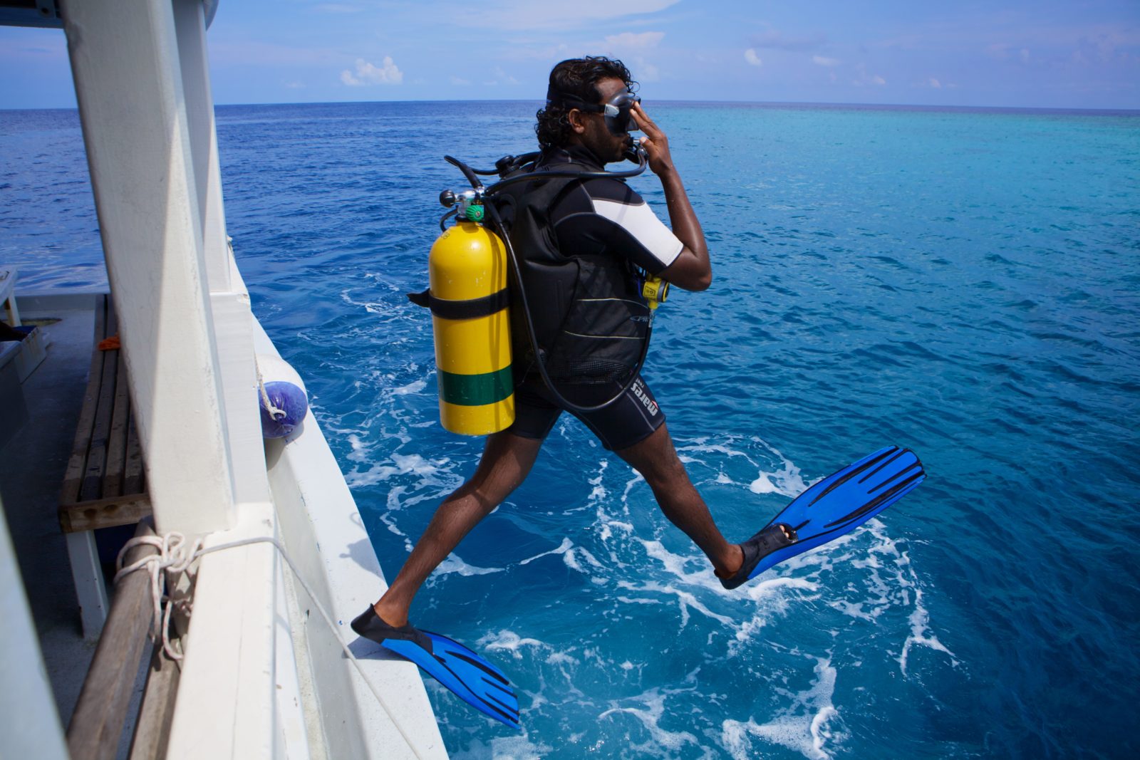 The Maldives' original diving island — the activity/scene in action. Prodivers since 1989, a hyperbaric chamber, 60-plus dive sites and manta access.