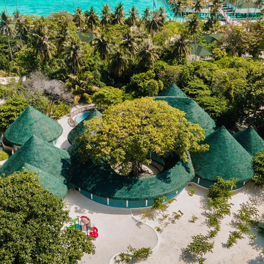 The largest floating water park — the activity/scene in action. Siyam Water World, around 2,580 m² of floating play.