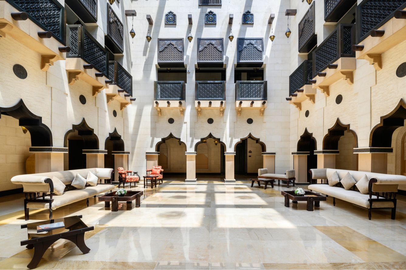 Heritage immersion: Qatari design and the Al Jalsa lounge.