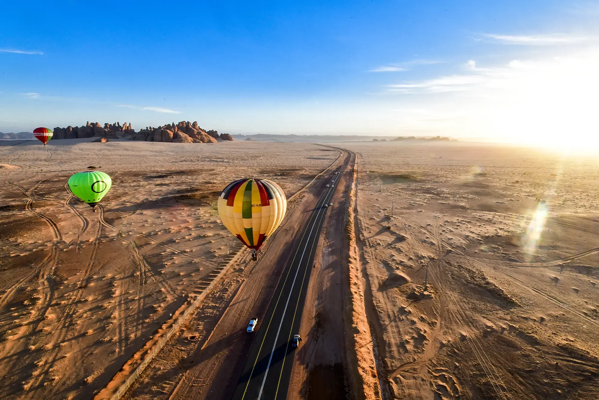Hot-air ballooning: Over the canyons.