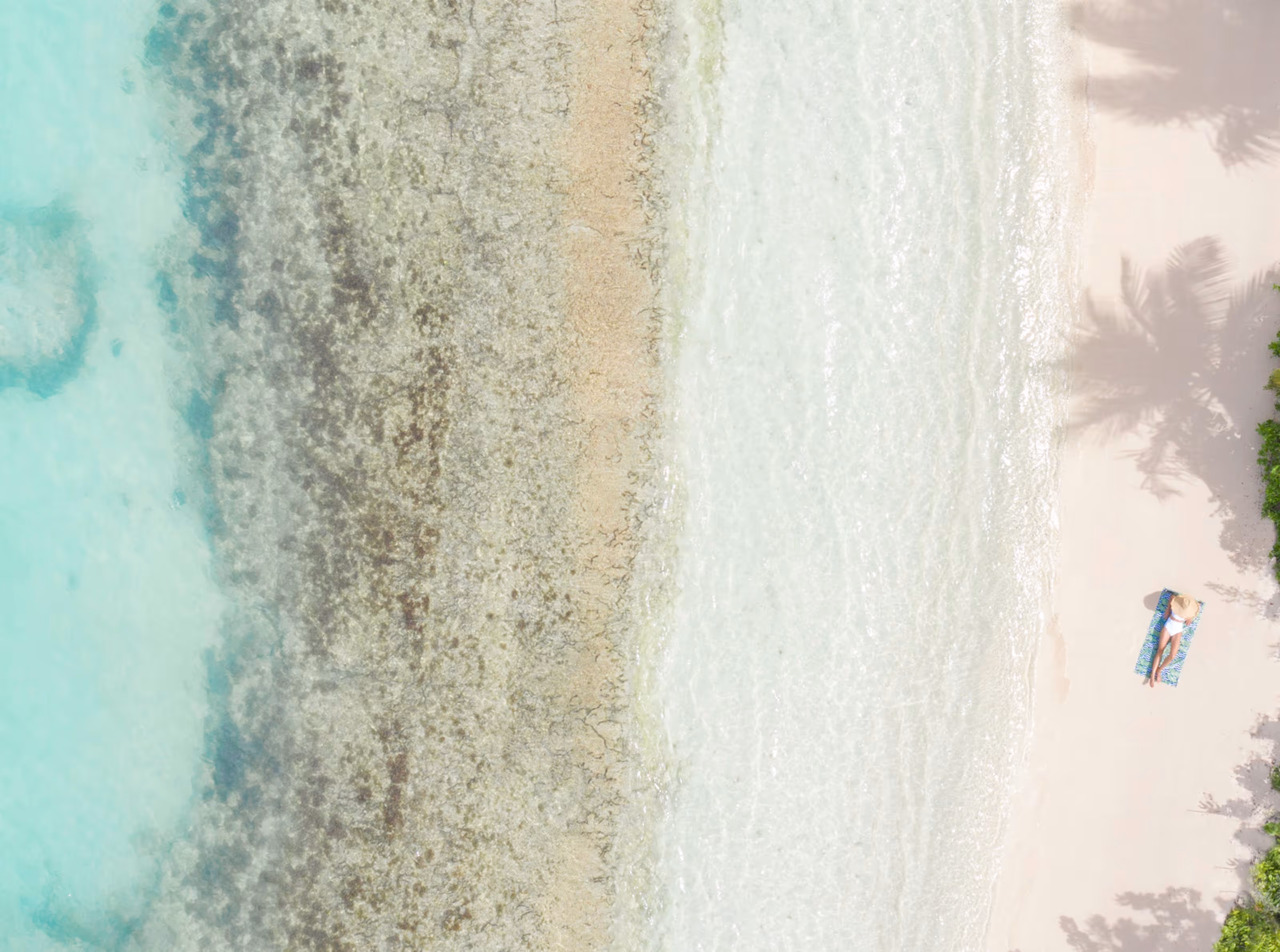 Two beaches: White sand and seven km of coast.