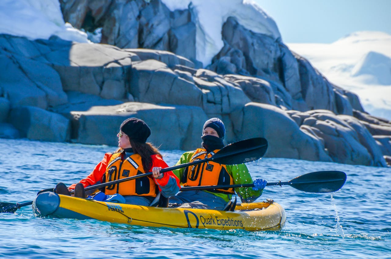 Daily Zodiac landings and cruises among the icebergs, with optional sea kayaking, camping or polar plunges
