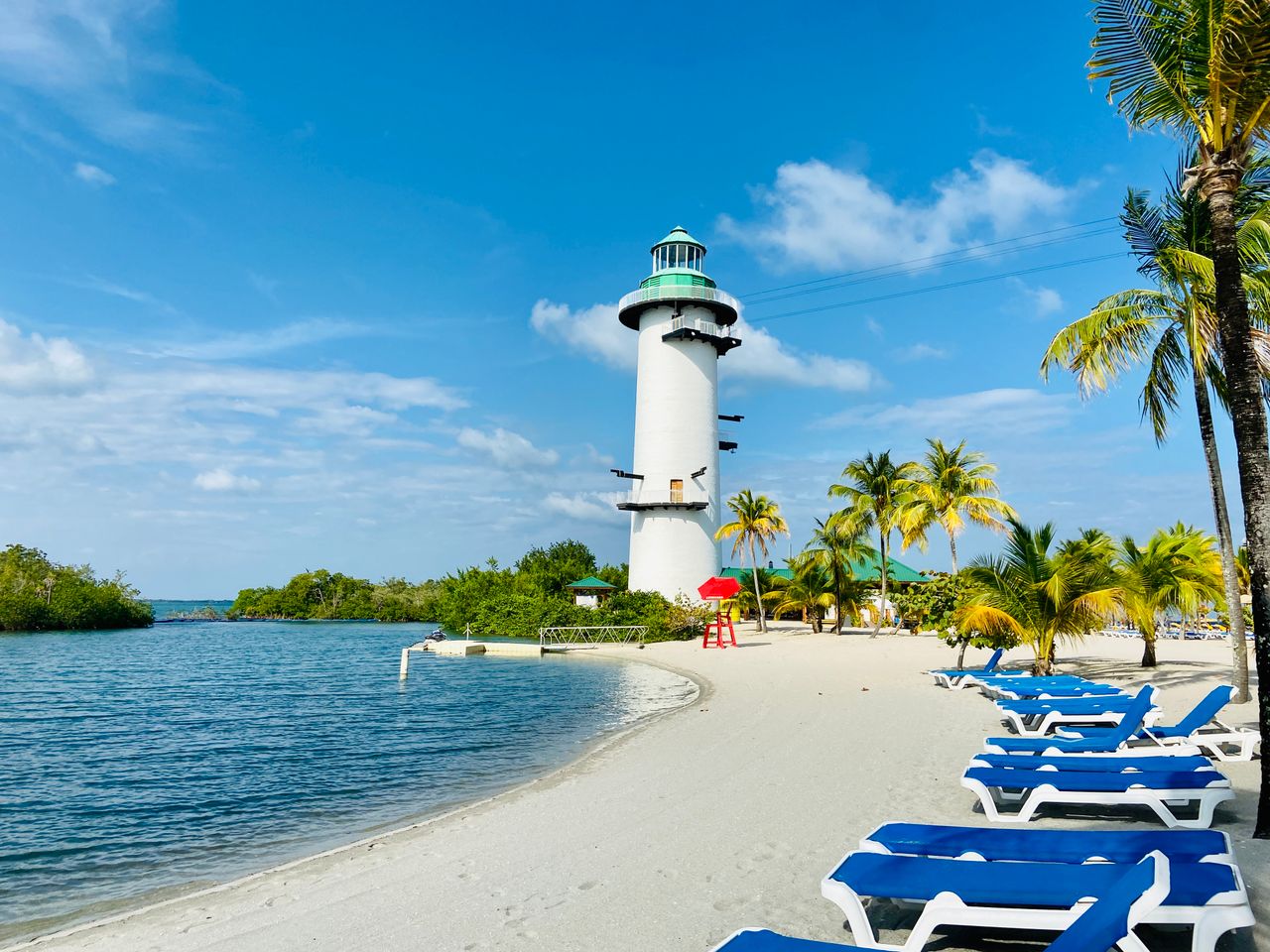 Palm-fringed islands and private-island resorts on the reef
